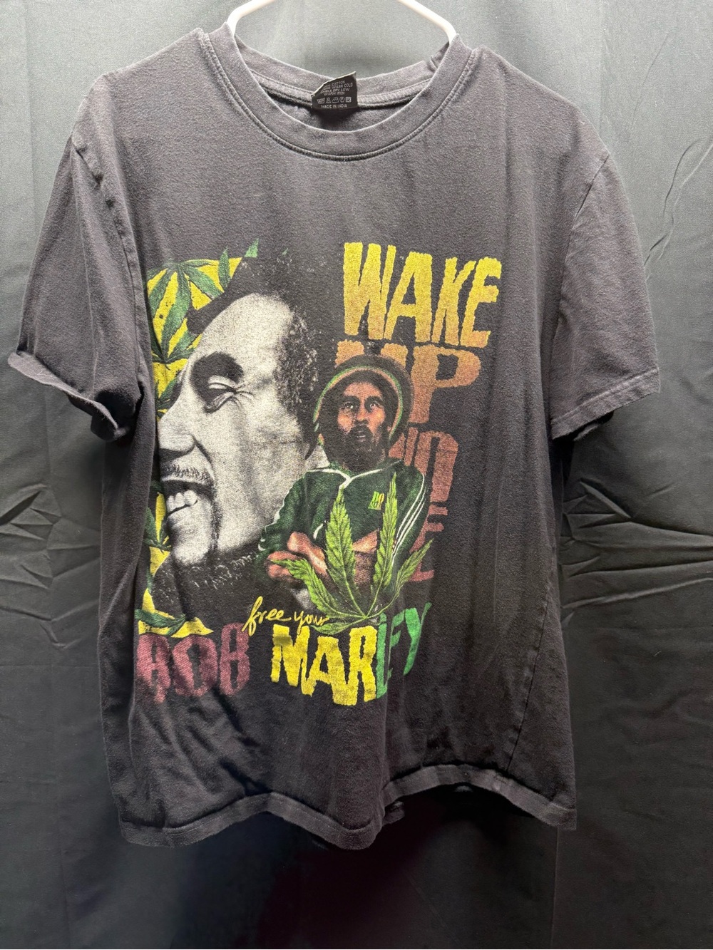Vintage Bob Marley Graphic Tee - Black Sz XL (3as)